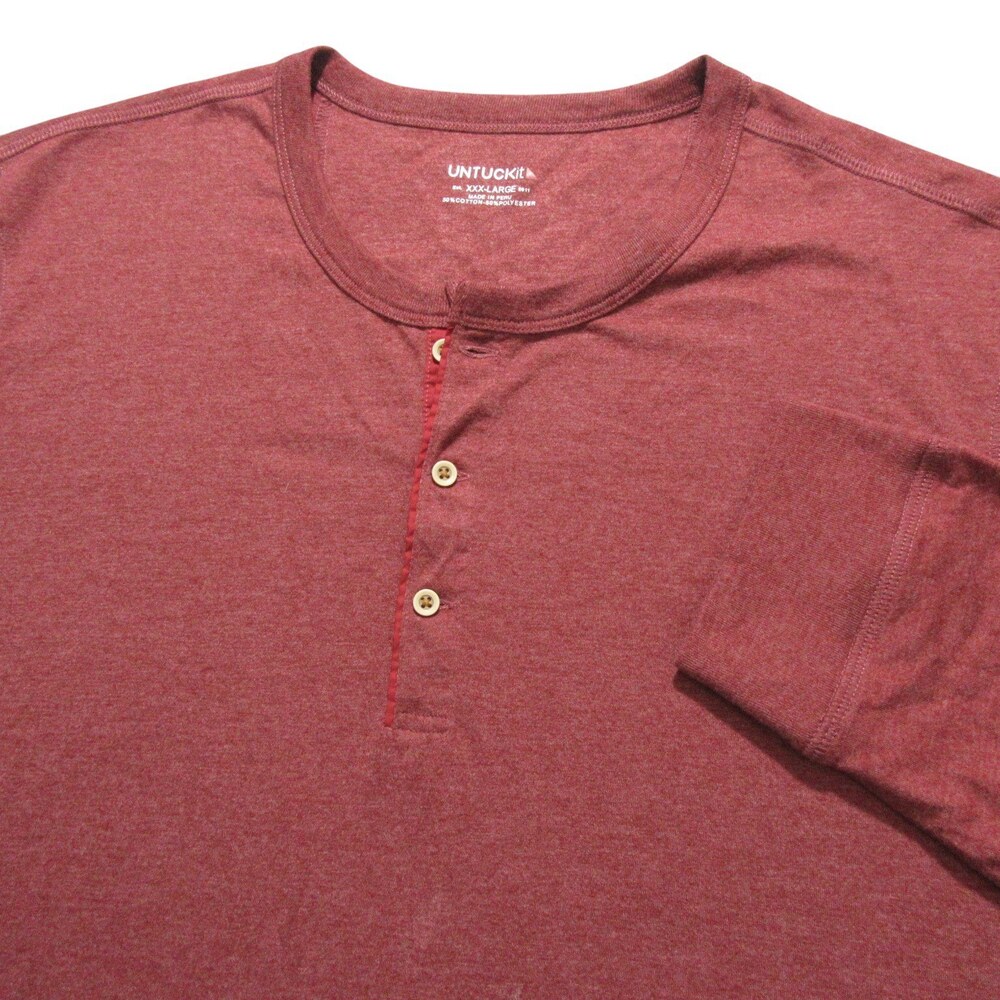 Untuckit Mens‎ Henley T Shirt Albarino XXXL 3XL Regular Fit Burgundy